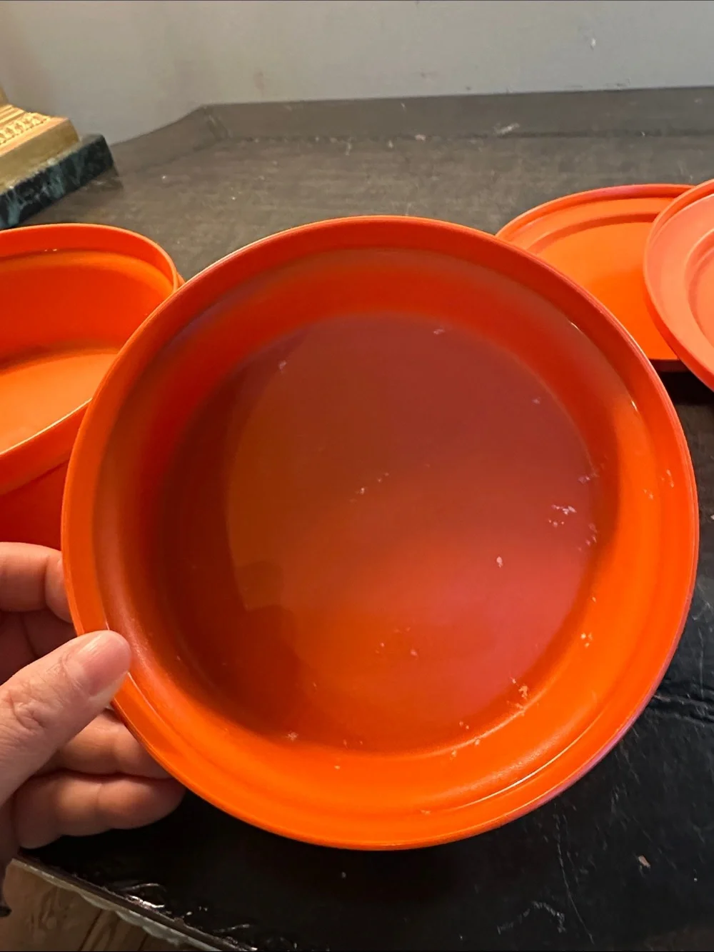Bright Orange Round Tupperware Storage Containers - Set of 2